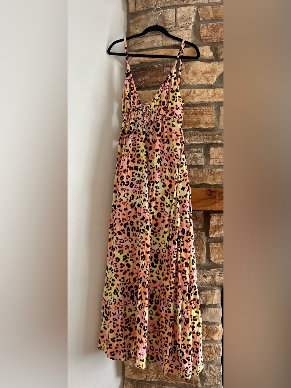 NWT Bar III Leopard-Print Pastel Maxi Dress Swim Cover Up - Pink, Peach & Yellow
